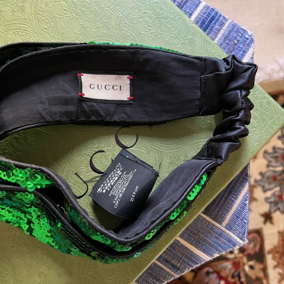 GUCCI - Green Sequin Knot Headband - Picture 9 of 12